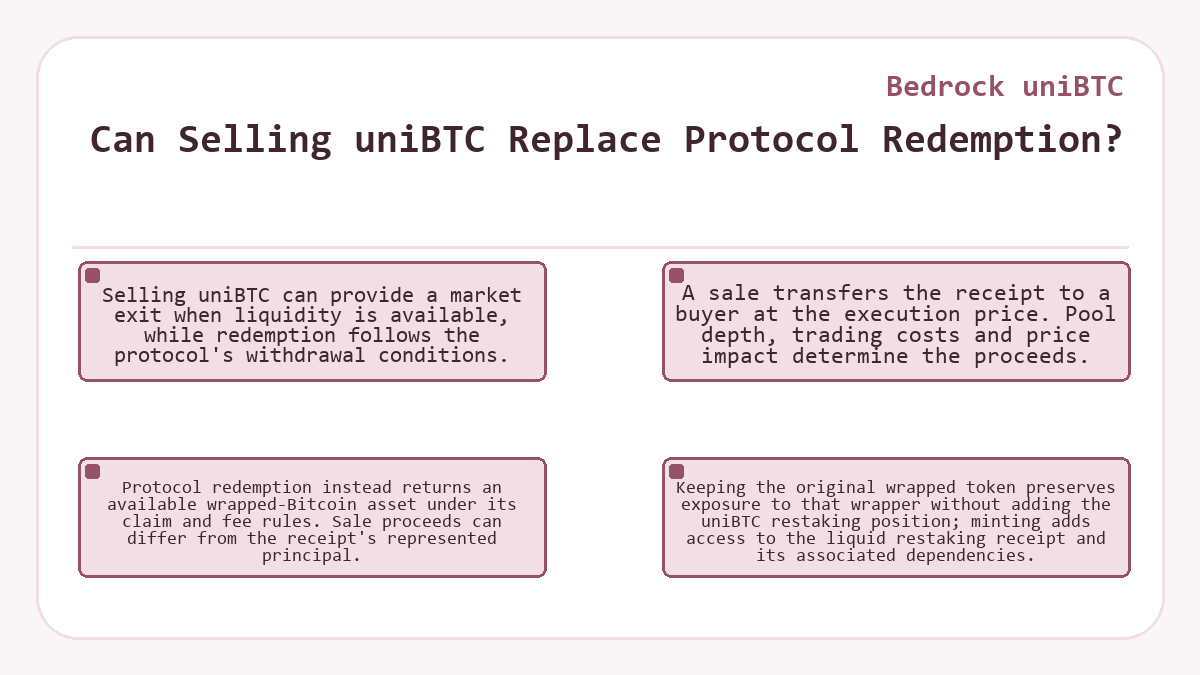 Bedrock uniBTC - Can Selling uniBTC Replace Protocol Redemption? - diagram